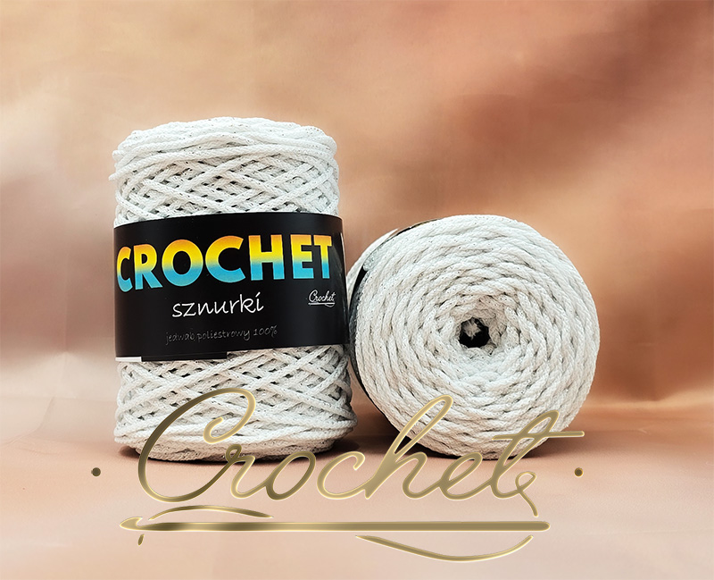 SZNUREK POLIESTROWY OKRĄGŁY 3mm CROCHET – BIAŁY + SREBRNA NIĆ 50mb SZNUREK POLIESTROWY OKRĄGŁY 3mm CROCHET - BIAŁY + SREBRNA NIĆ 50mb - obrazek 2