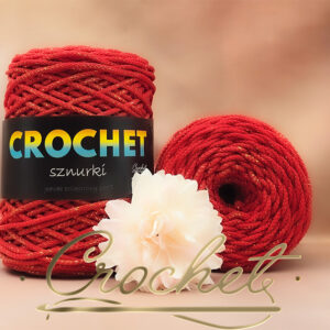 SZNUREK POLIESTROWY OKRĄGŁY 3mm CROCHET – CZERWONY + ZŁOTA NIĆ 100mb SZNUREK POLIESTROWY OKRĄGŁY 3mm CROCHET – CZERWONY + ZŁOTA NIĆ 100mb