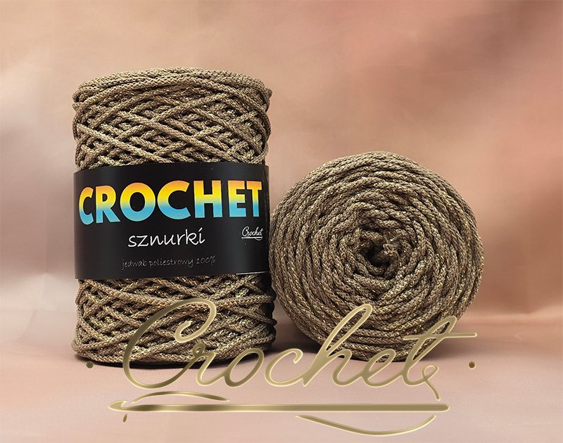 SZNUREK POLIESTROWY OKRĄGŁY 3mm CROCHET – ZIEMISTY + ZŁOTA NIĆ 50mb SZNUREK POLIESTROWY OKRĄGŁY 3mm CROCHET - ZIEMISTY + ZŁOTA NIĆ 50mb - obrazek 2