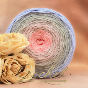 SZNUREK OMBRE POLIESTROWY 5mm – PŁASKI – FROSTY ROSE 255m CROCHET