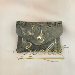 PORTFELIK MAŁY SKÓRZANY 11x8cm – CROCHET – ZŁOTY PRINT OKUCIA ZŁOTE MOKKA EDITION