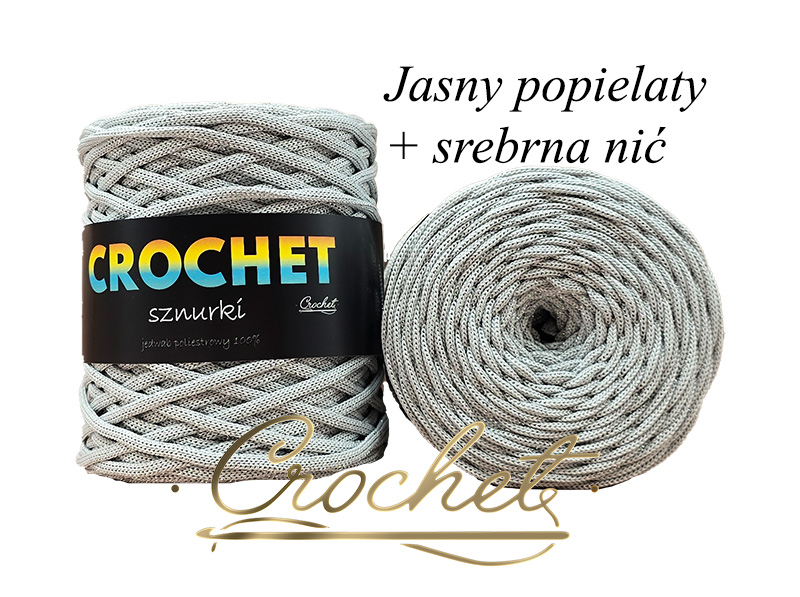 SZNUREK POLIESTROWY PŁASKI LUREX 5mm CROCHET – JASNY POPIELATY + SREBRNA NIĆ 100mb SZNUREK POLIESTROWY PŁASKI LUREX 5mm CROCHET - JASNY POPIELATY + SREBRNA NIĆ 100mb - obrazek 3