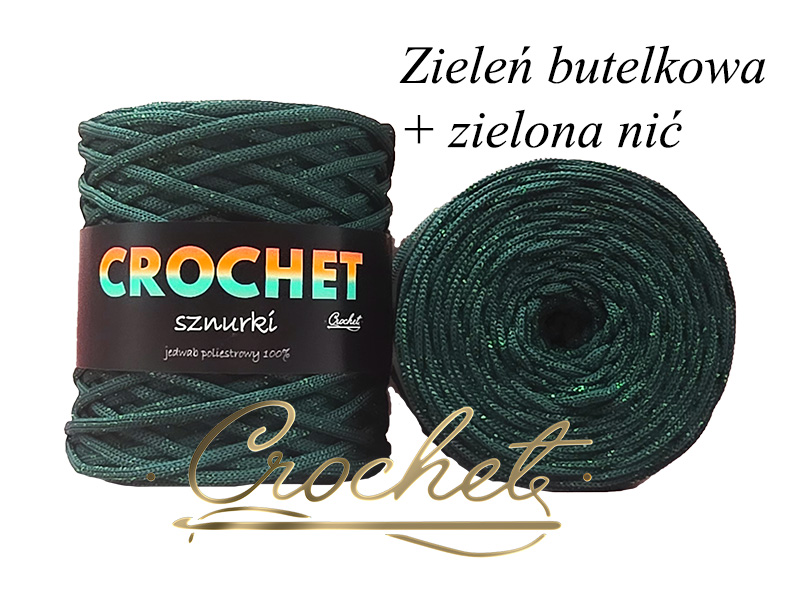 SZNUREK POLIESTROWY PŁASKI LUREX 5mm CROCHET – ZIELEŃ BUTELKOWA + ZIELONA NIĆ 100mb SZNUREK POLIESTROWY PŁASKI LUREX 5mm CROCHET - ZIELEŃ BUTELKOWA + ZIELONA NIĆ 100mb - obrazek 3