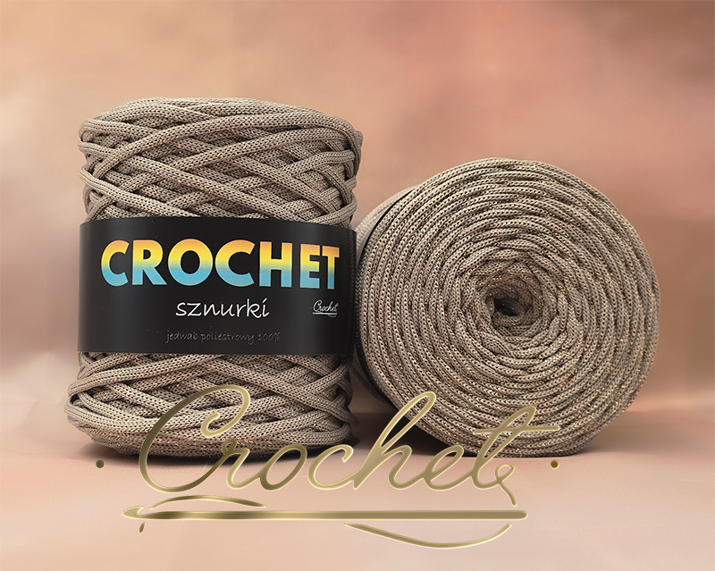 SZNUREK POLIESTROWY PŁASKI LUREX 5mm CROCHET – MOKKA + CIEMNO ZŁOTA NIĆ 100mb SZNUREK POLIESTROWY PŁASKI LUREX 5mm CROCHET - MOKKA + CIEMNO ZŁOTA NIĆ 100mb - obrazek 2
