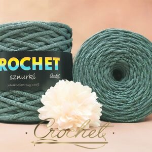 SZNUREK POLIESTROWY PŁASKI LUREX 5mm CROCHET – SZAŁWIOWY + CIEMNO PERŁOWA NIĆ 100mb