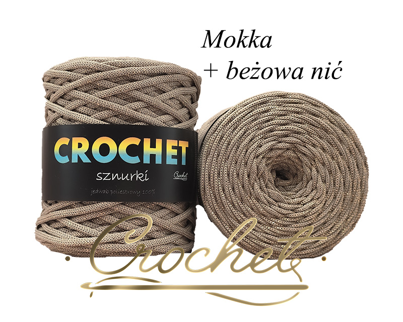 SZNUREK POLIESTROWY PŁASKI LUREX 5mm CROCHET – MOKKA + CIEMNO ZŁOTA NIĆ 100mb SZNUREK POLIESTROWY PŁASKI LUREX 5mm CROCHET - MOKKA + CIEMNO ZŁOTA NIĆ 100mb - obrazek 3