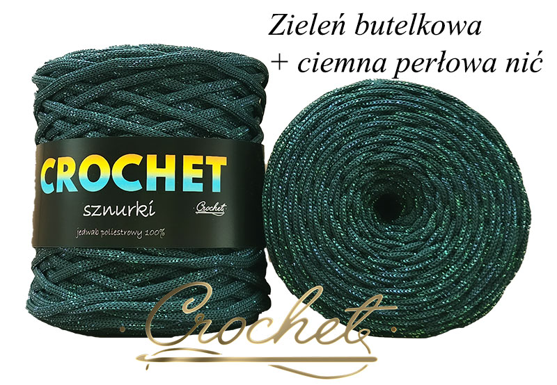SZNUREK POLIESTROWY PŁASKI LUREX 5mm CROCHET – ZIELEŃ BUTELKOWA + CIEMNO PERŁOWA NIĆ 100mb SZNUREK POLIESTROWY PŁASKI LUREX 5mm CROCHET - ZIELEŃ BUTELKOWA + CIEMNO PERŁOWA NIĆ 100mb - obrazek 3