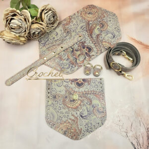 ZESTAW SKÓRZANY BAZA ASTRID – CROCHET – BEŻOWO WRZOSOWY PRINT BEIGE EDITION OBSZYCIE MANDARYNKA OKUCIA ZŁOTE IT !!!LIMITOWANY EGZEMPLARZ!!!