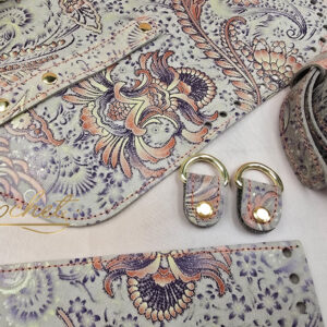 ZESTAW SKÓRZANY BAZA ASTRID – CROCHET – BEŻOWO WRZOSOWY PRINT BEIGE EDITION OBSZYCIE MANDARYNKA OKUCIA ZŁOTE IT !!!LIMITOWANY EGZEMPLARZ!!!