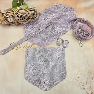 ZESTAW SKÓRZANY BAZA ASTRID – CROCHET – BOHO NR1 PINK EDITION OBSZYCIE BABY PINK OKUCIA SREBRNE IT