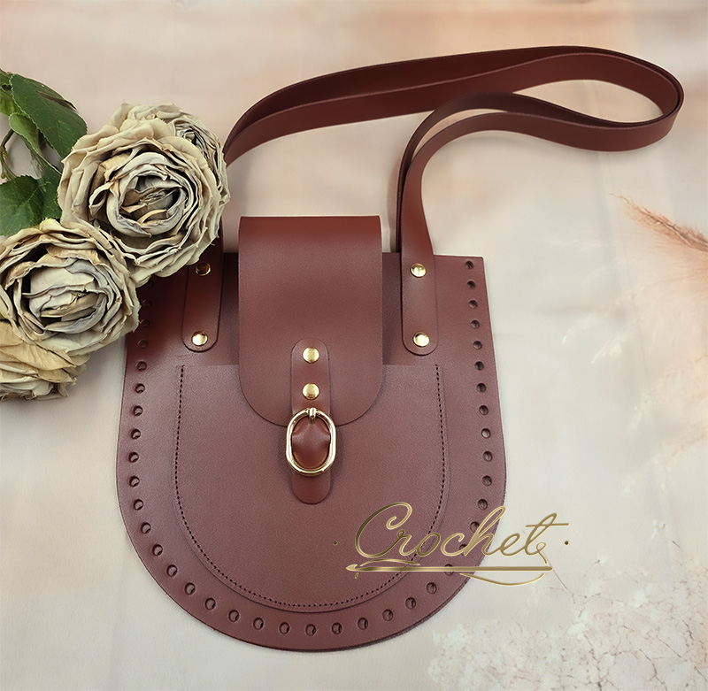 Zestaw skórzany SHOPPERKA GIULIA – CROCHET – 21x22cm WINO OKUCIA ZŁOTE IT zestaw skórzany do shopperki jasny beż złoty print mokka zestaw skórzany do shopperki oreo bag pimotki mila druciarnia do torebek wino skóra wino burgund