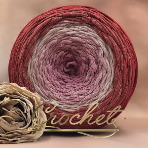 SZNUREK OMBRE POLIESTROWY 5mm – PŁASKI – RED FRUITS 380m CROCHET !!! LIMITOWANY MOTEK Z 4ech KOLORÓW!!!