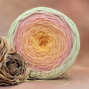 SZNUREK OMBRE POLIESTROWY 5mm – PŁASKI – GIALLO PASTELLO 245m CROCHET