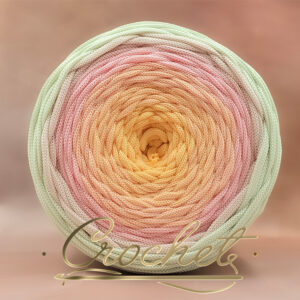 SZNUREK OMBRE POLIESTROWY 5mm – PŁASKI – GIALLO PASTELLO 245m CROCHET