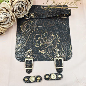 KLAPKA DO TOREBKI WZORKI – CROCHET MATCH/CZARNY – 20x23cm PLECAK nr2 ZŁOTY PRINT OKUCIA ZŁOTE IT3 – GLAMOUR EDITION