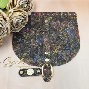 KLAPKA DO TOREBKI WZORKI – CROCHET – 20x18cm PASECZEK KOLOROWY WZÓR OKUCIA ZŁOTE IT2 – MOKKA EDITION !!!LIMITOWANY WZÓR!!!