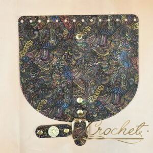 KLAPKA DO TOREBKI WZORKI – CROCHET – 20x18cm PASECZEK KOLOROWY WZÓR OKUCIA ZŁOTE IT2 – MOKKA EDITION !!!LIMITOWANY WZÓR!!!
