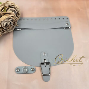 KLAPKA DO TOREBKI SKÓRZANA – CROCHET – 20x18cm RĄCZKA POPIELATY OKUCIA SREBRNE IT3