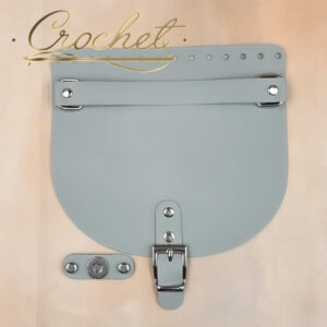 KLAPKA DO TOREBKI SKÓRZANA – CROCHET – 20x18cm RĄCZKA POPIELATY OKUCIA SREBRNE IT3