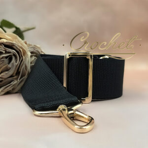 PASEK DO TOREBKI TEKSTYLNY – CROCHET – CZARNY OKUCIA SREBRNE IT2