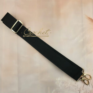 PASEK DO TOREBKI TEKSTYLNY – CROCHET – CZARNY OKUCIA SREBRNE IT2