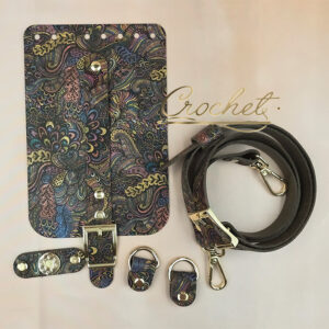 ZESTAW SKÓRZANY DO TOREBKI – CROCHET – KLAPKA 12x18cm KOLOROWY WZÓR OKUCIA ZŁOTE IT3 MOKKA EDITION !!!LIMITOWANY WZÓR!!!