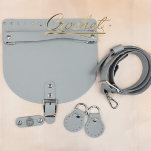 ZESTAW SKÓRZANY DO TOREBKI – 20x18cm RĄCZKA POPIELATY OKUCIA SREBRNE IT3