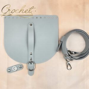 ZESTAW SKÓRZANY DO TOREBKI – CROCHET – 20x18cm POPIELATY OKUCIA SREBRNE IT – ZESTAW NR2