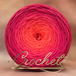 SZNUREK OMBRE POLIESTROWY 5mm – PŁASKI – SŁODKA MALINA 250m CROCHET