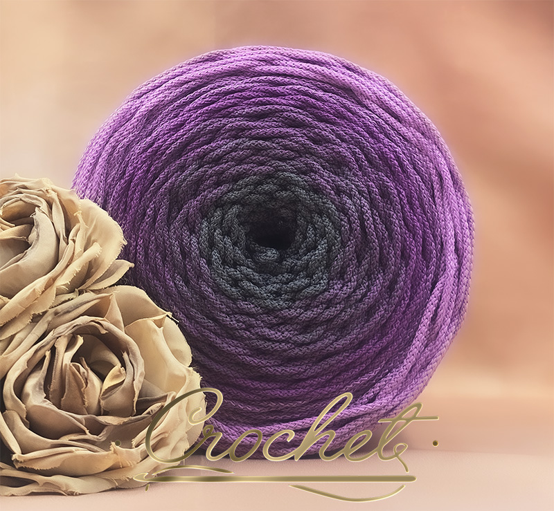 SZNUREK OMBRE POLIESTROWY 3mm – OKRĄGŁY – WRZOSOWA DOLINA (3O) 295m CROCHET sznurek poliestrowy okrągły pleciony ombre wrzosowa dolina grafit wrzos lawenda