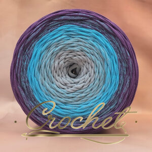SZNUREK OMBRE POLIESTROWY 5mm – PŁASKI – STALOWE NIEBO 260m CROCHET