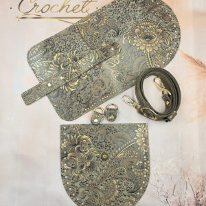 ZESTAW SKÓRZANY BAZA FREYA – CROCHET – ZŁOTY PRINT MOKKA EDITION OBSZYCIE ZŁOTE OKUCIA ZŁOTE IT