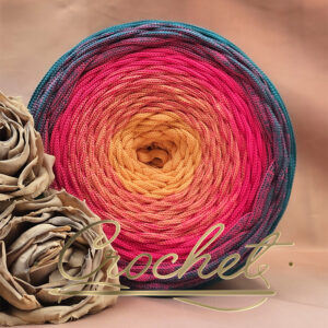 SZNUREK OMBRE POLIESTROWY 5mm – PŁASKI – PINK LAGOON 250m CROCHET
