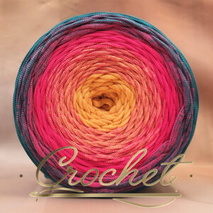 SZNUREK OMBRE POLIESTROWY 5mm – PŁASKI – PINK LAGOON 250m CROCHET