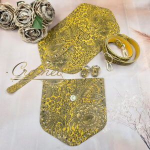 ZESTAW SKÓRZANY BAZA ASTRID – CROCHET – ZŁOTY PRINT OKUCIA ZŁOTE IT – SUNNY EDITION