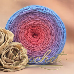 SZNUREK OMBRE POLIESTROWY 5mm – PŁASKI – LAVENDER KISS  260m CROCHET