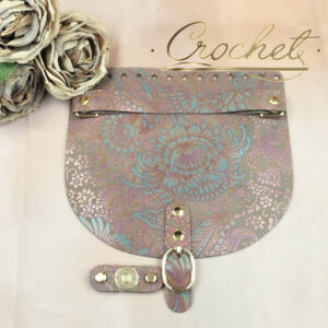 KLAPKA DO TOREBKI WZORKI – CROCHET MATCH/JASNY BEŻ- 20x18cm RĄCZKA WRZOSOWO TURKUSOWY PRINT OKUCIA SREBRNE IT – BEIGE EDITION