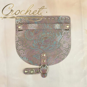 KLAPKA DO TOREBKI WZORKI – CROCHET MATCH/JASNY BEŻ- 20x18cm RĄCZKA WRZOSOWO TURKUSOWY PRINT OKUCIA SREBRNE IT – BEIGE EDITION