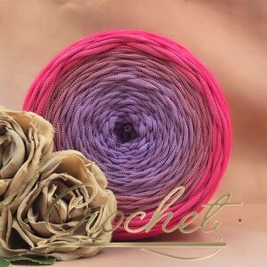 SZNUREK OMBRE POLIESTROWY 5mm – PŁASKI – BACCA LAVANDA 250m CROCHET