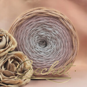 SZNUREK OMBRE POLIESTROWY 5mm – PŁASKI – RÓŻANY REFLEKS + BŁYSZCZĄCA NIĆ 230m CROCHET