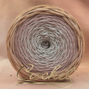 SZNUREK OMBRE POLIESTROWY 5mm – PŁASKI – RÓŻANY REFLEKS + BŁYSZCZĄCA NIĆ 230m CROCHET