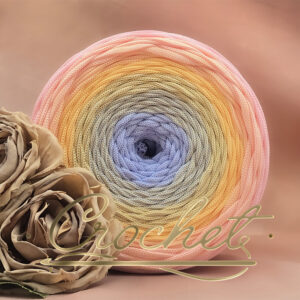 SZNUREK OMBRE POLIESTROWY 5mm – PŁASKI – CICHY ŚWIT 255m CROCHET