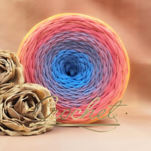 SZNUREK OMBRE POLIESTROWY 5mm – PŁASKI – BŁĘKITNY AKORD 250m CROCHET