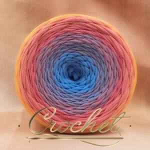 SZNUREK OMBRE POLIESTROWY 5mm – PŁASKI – BŁĘKITNY AKORD 250m CROCHET