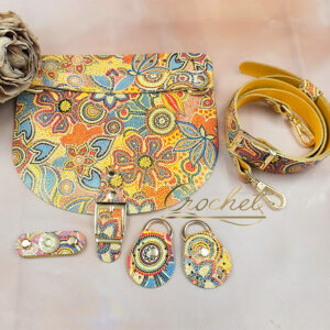 ZESTAW SKÓRZANY OZDOBNY WZORKI – CROCHET MATCH/SŁONECZNY – 20x18cm RĄCZKA ETNO OKUCIA ZŁOTE IT3 – SUNNY EDITION !!!LIMITOWANY EGZEMPLARZ!!!