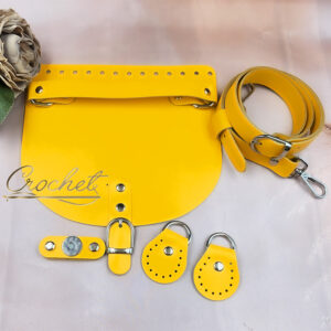 ZESTAW SKÓRZANY DO TOREBKI – 20x18cm RĄCZKA SŁONECZNY OKUCIA SREBRNE IT4