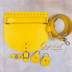 ZESTAW SKÓRZANY DO TOREBKI – 20x18cm RĄCZKA SŁONECZNY OKUCIA SREBRNE IT4