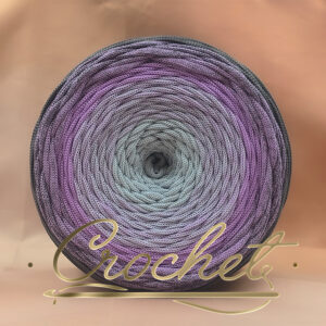 SZNUREK OMBRE POLIESTROWY 5mm – PŁASKI – ! ASENARI –  MAGIA ŻYWIOŁÓW – ETER – CELESTIAL MIST 235m – CROCHET !!!1xłączenie + 1xkrótsze przejście NIE PRZESZKADZA W ROBÓTCE!!!