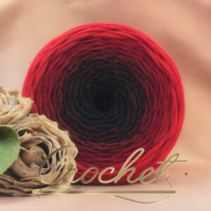 SZNUREK OMBRE POLIESTROWY 5mm – PŁASKI – CZARNY BURGUND 255m CROCHET