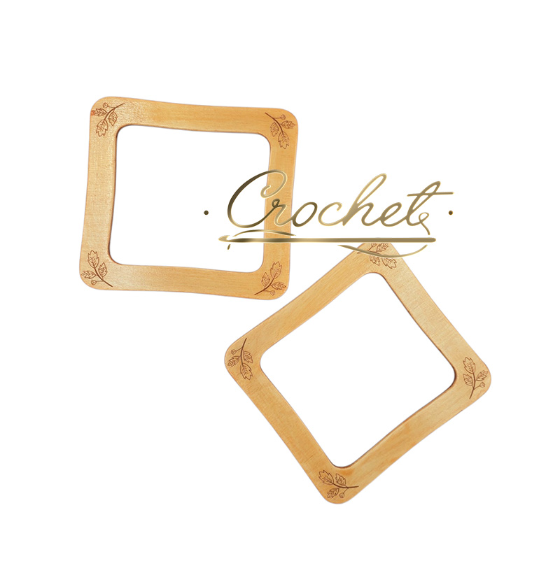 DREWNIANE USZY DO TOREBKI – CROCHET – „KWADRAT” LIŚCIE SOSNA DREWNIANE USZY DO TOREBKI - CROCHET - "KWADRAT" LIŚCIE SOSNA - obrazek 3